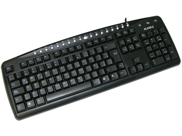 Teclado Alaska  Multimedia, PS/2, Color Negro.