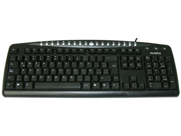 Teclado Alaska  Multimedia, PS/2, Color Negro.