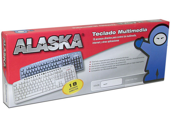 Teclado Alaska  Multimedia, PS/2, Color Negro.