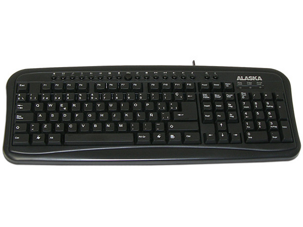 Teclado Alaska Multimedia con 18 Accesos Directos, PS/2, Color Negro.