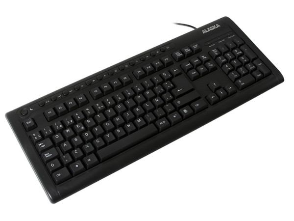 Teclado Alaska Multimedia con 13 Accesos Directos, USB, Color Negro.