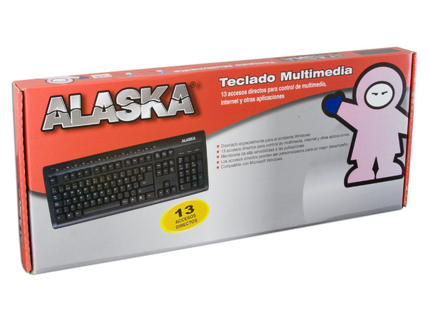 Teclado en Español Alaska Funciones Multimedia, PS/2. Color Negro
