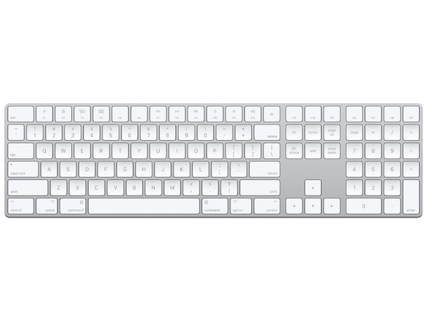 Teclado Apple Magic Keyboard, Inalámbrico, Bluetooth, Ingles, Teclado Numérico, Color Blanco.