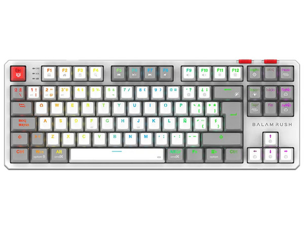 Teclado Mecánico Inalámbrico Gamer Balam Rush Level Pro GK990, Switch Outemu Red, Receptor USB, Bluetooth, Color Blanco.
