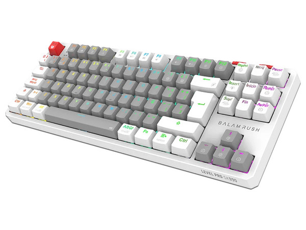 Teclado Mecánico Inalámbrico Gamer Balam Rush  Level Pro GK990, Switch Outemu Red, Receptor USB, Bluetooth, Color Blanco.