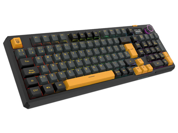 Teclado Mecánico Gamer Balam Rush Defeat Level GK3, Switch KTT Cream Yellow Pro, Receptor USB, Bluetooth, Color Negro.
