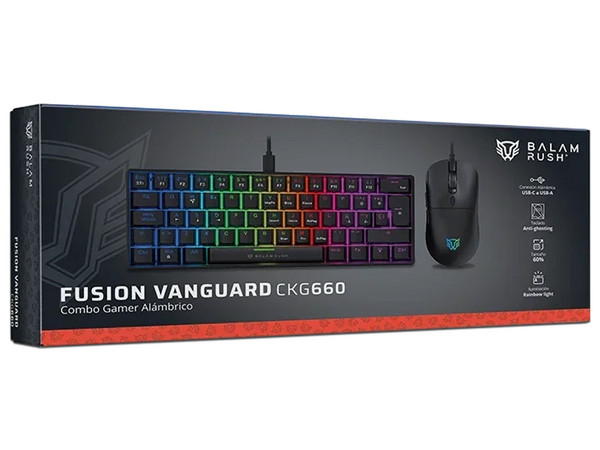 Kit de Teclado y Mouse Gamer Balam Rush Fusion Vanguard CKG660, USB. Color Negro.