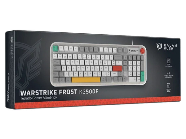 Teclado Gamer Balam Rush Warstrike Frost KG500F RGB, Membrana, USB. Color Blanco. (Versión en Español).