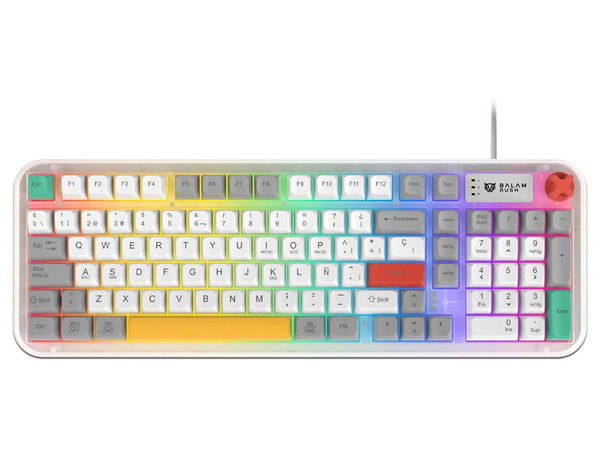 Teclado Gamer Balam Rush Warstrike Frost KG500F RGB, Membrana, USB. Color Blanco. (Versión en Español).