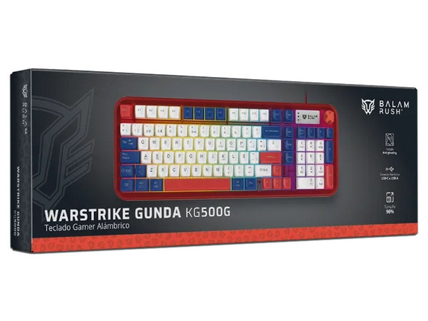 Teclado Gamer Balam Rush Warstrike Gunda KG500G RGB, Membrana, USB. Color Rojo. (Versión en Español).