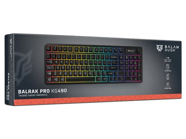 Teclado Gamer Balam Rush Balrak Pro KG490, Retroiluminación RGB, 19 Teclas Anti-ghosting, USB. Color Negro. (Versión en Español).
