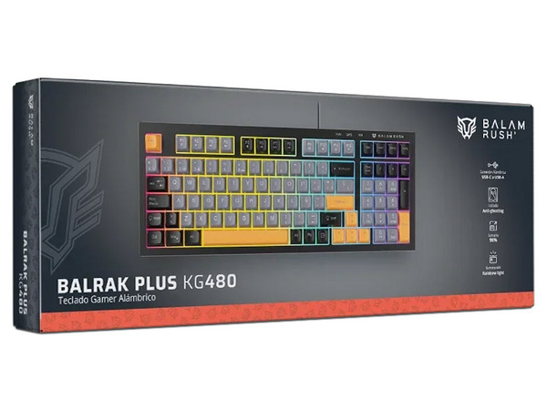 Teclado Gamer Balam Rush Balrak Plus KG480, Retroiluminación RGB, 19 Teclas Anti-ghosting, USB. Color Negro. (Versión en Español).