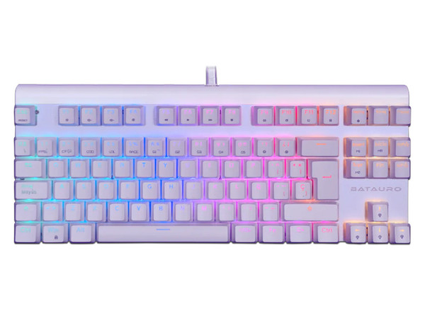Teclado Mecánico Gamer Batauro TKL Aurbac, Iluminación RGB, USB, Español, Switch Red. Color Blanco.