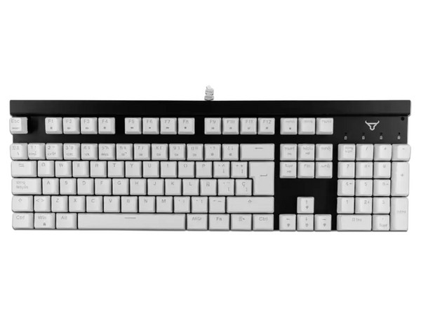 Teclado Mecánico Gamer Batauro Beliarde, Iluminación RGB, USB, Español, Switch Blue. Color Negro.