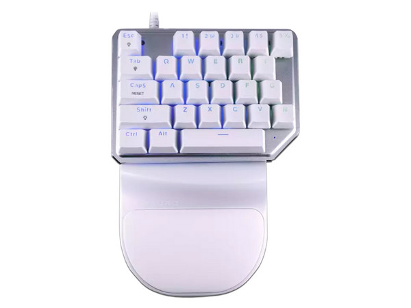 Teclado Mecánico Gamer Batauro Nelore NRL-100-PBL, de Una Mano, con Reposa Muñecas, Retroiluminado. Color Blanco.