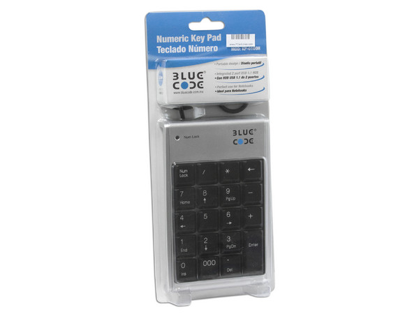 Teclado Numérico Blue Code USB con HUB USB 1.1 de 2 puertos