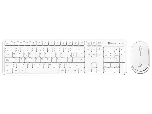 Kit de Teclado y Mouse BRobotix 406993, Receptor USB. Color Blanco.