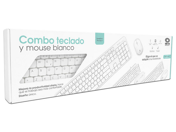 Kit de Teclado y Mouse BRobotix 406993, Receptor USB. Color Blanco.