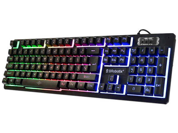 Teclado y Mouse BRobotix 458977 a prueba de agua, USB, RGB. Color Negro.