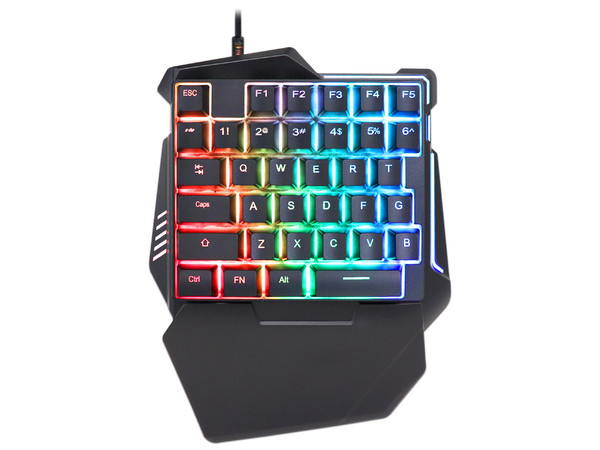 Teclado Gamer BRobotix One Hand, RGB, USB. Color Negro.