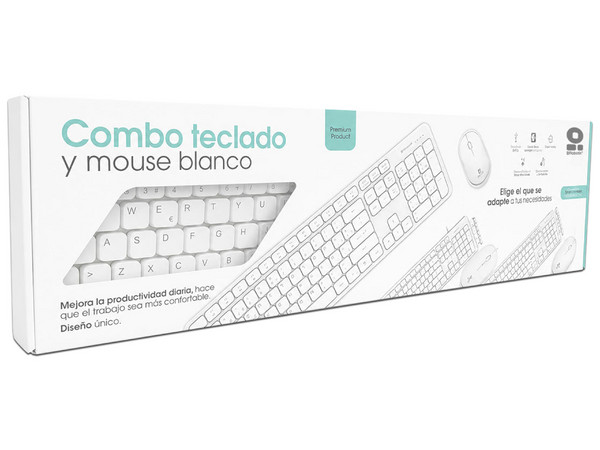 Kit de Teclado y Mouse BRobotix 406993, USB, Silencioso. Color Blanco.
