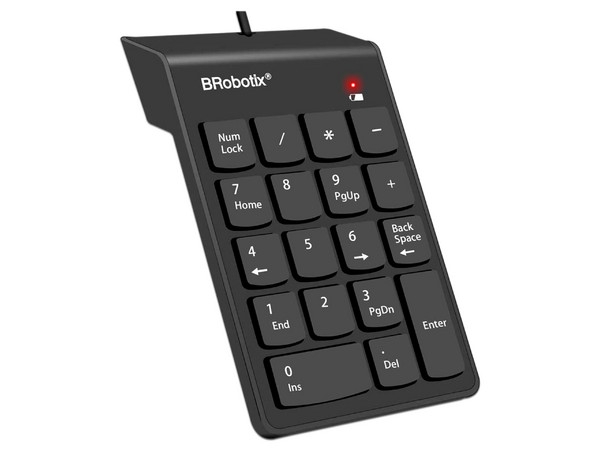 Teclado Numérico BRobotix 963234, 18 Teclas, USB. Color Negro.