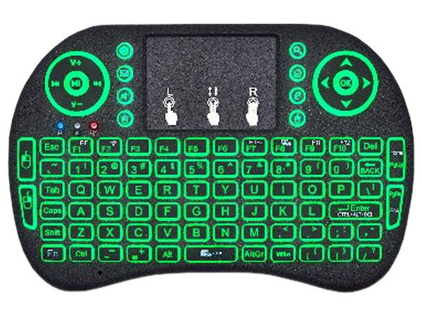 Mini Teclado inalámbrico BRobotix 963814, Iluminación RGB, Receptor USB. Color Negro.