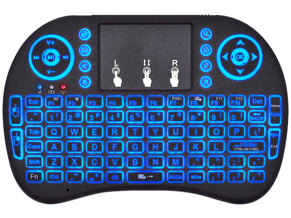 Mini Teclado inalámbrico BRobotix 963814, Iluminación RGB, Receptor USB. Color Negro.