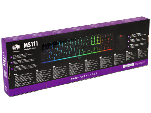 Teclado Mecánico y Mouse Gamer Cooler Master MS111, Iluminación RGB, USB. Color Negro.