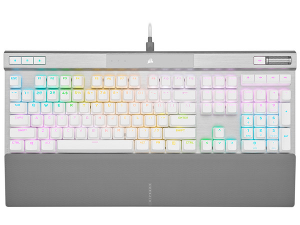 Teclado Mecánico Gamer Corsair K70 Pro, Iluminación RGB, USB. Color Blanco. (Versión en Inglés)