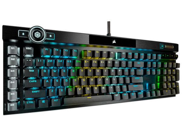 Teclado Gamer Optomecánico Corsair K100 CH-912A01A-NA, USB, iCUE RGB. Color Negro.