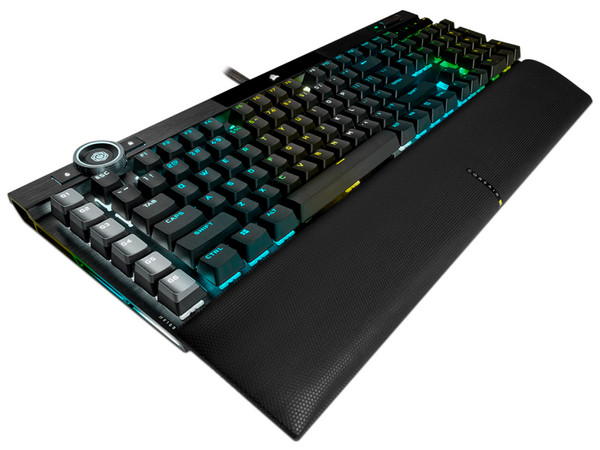 Teclado Gamer Optomecánico Corsair K100 CH-912A01A-NA, USB, iCUE RGB. Color Negro.