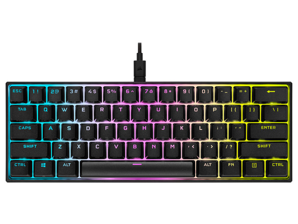Teclado Gamer Mecánico Corsair K65, Switch Cherry MX, RGB, USB, Color Negro, (Versión en Español)