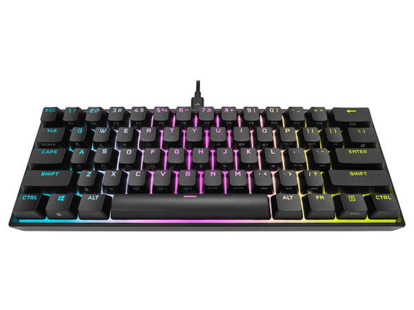 Teclado Gamer Mecánico Corsair K65, Switch Cherry MX, RGB, USB, Color Negro, (Versión en Español)