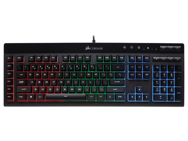 Teclado gamer Corsair K55 con retroiluminación RGB, USB, (Versión Inglés).