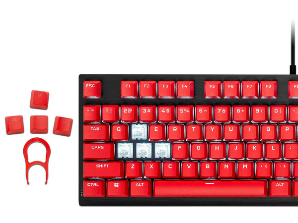 Set de Keycaps Corsair CH-9911020-NA Doble Shot, 104 Teclas. Color Rojo.