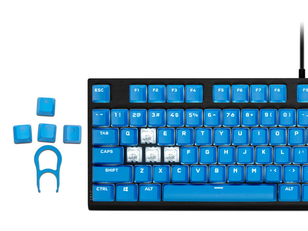 Set de Keycaps Corsair CH-9911030-NA Doble Shot, 104 Teclas. Color Azul.