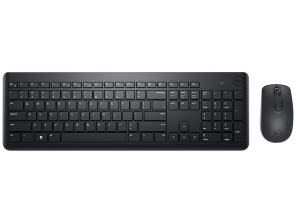 Teclado y mouse inalámbricos Dell KM3322W, idioma español, conexión USB, diseño ergonómico, resistente a salpicaduras, color negro.