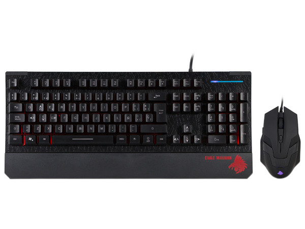 Teclado y Mouse Eagle Warrior Wild Beast Gaming Combo G75 - G15,  con retroiluminación LED en 3 colores, USB.