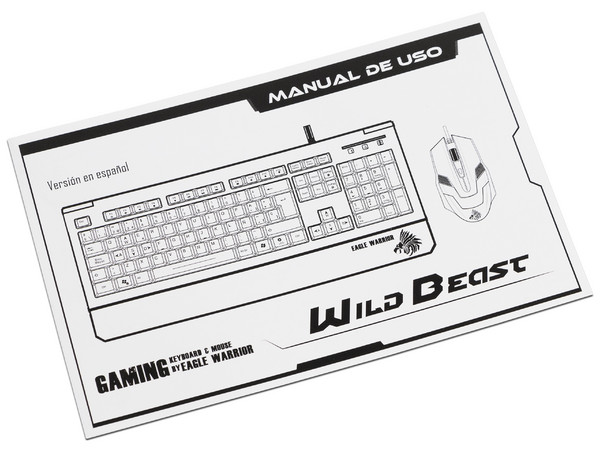 Teclado y Mouse Eagle Warrior Wild Beast Gaming Combo G75 - G15,  con retroiluminación LED en 3 colores, USB.