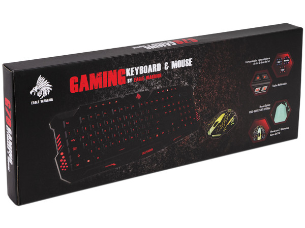 Teclado y Mouse Eagle Warrior Gaming Combo G79 - G16, Color Negro, USB.