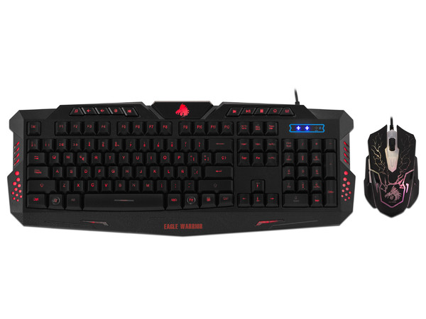 Teclado y Mouse Eagle Warrior Gaming Combo G79 - G16, Color Negro, USB.