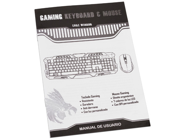 Teclado y Mouse Eagle Warrior Gaming Combo G79 - G16, Color Negro, USB.