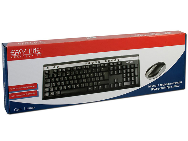 Teclado Multimedia y Mouse óptico Easy Line, PS/2.