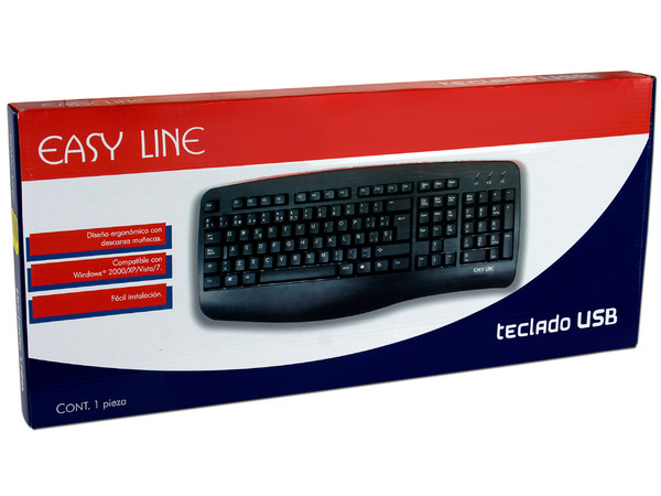 Teclado Easy Line, USB. Color Negro.