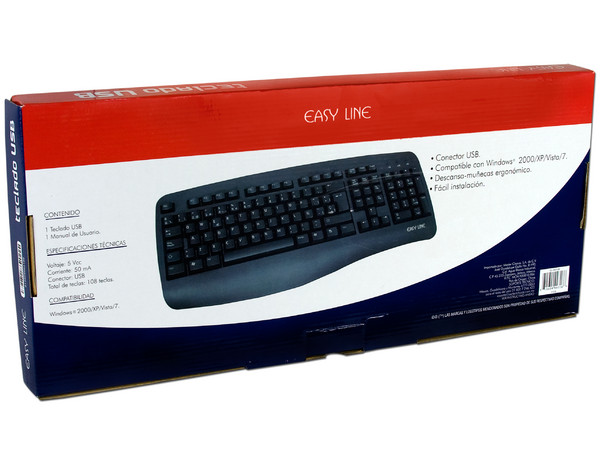 Teclado Easy Line, USB. Color Negro.