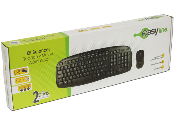 Kit Balance Easy Line de Teclado Multimedia y Mouse Óptico, USB.