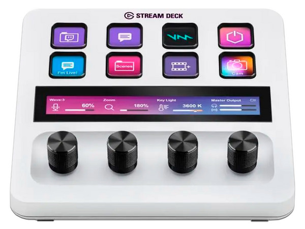 Teclado Elgato Stream Deck+ de 8 Teclas, Pantalla táctil con control de audio, Color Blanco.