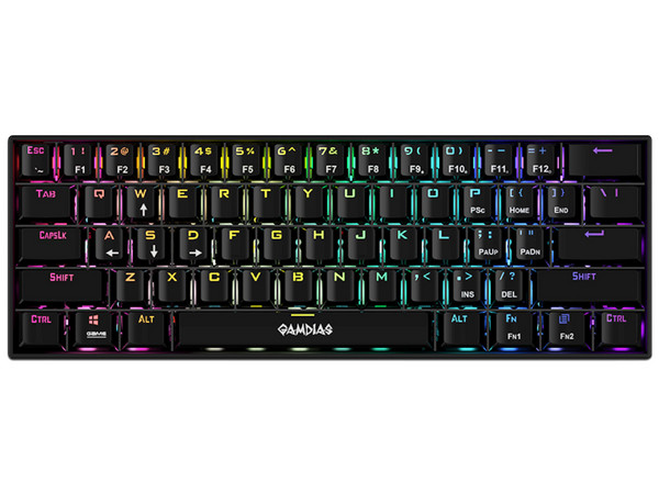 Teclado Gamer Gamdias Hermes E3, RGB, USB, Switch Azul. Color Negro.