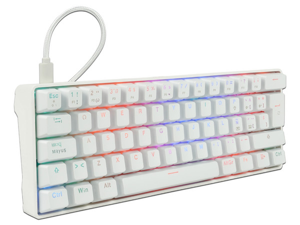Teclado Mecánico Game Factor KBG560-WH, Iluminación RGB, Switch Red, USB, Color Blanco.